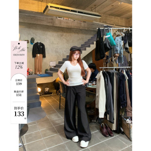 设计感中腰风琴褶直腿显瘦西裤 Lazy通勤裤 20点 安妮不火