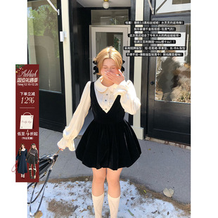 显瘦气质花苞裙 微胖大码 安妮不火 甜美丝绒连衣裙女2025秋冬新款