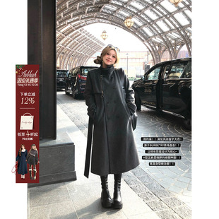 呢子大衣 微胖大码 安妮不火 格雷系双排扣毛呢外套女2025秋冬新款