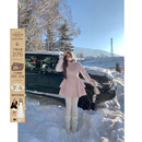 呢子风衣裙 微胖大码 安妮不火双排扣花边拼接蝴蝶结袖 连衣裙女新款