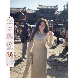 微胖大码 提花挂脖旗袍裙女2025早春新款 国风裙子 新中式 安妮不火