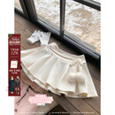 安妮不火 少女感磨毛提花毛球系带A字半裙女微胖大码收腰显瘦短裙