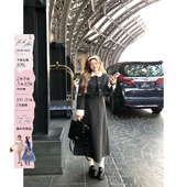 气质小香两件套 女微胖大码 安妮不火 烫钻呢料夹棉外套连衣裙套装