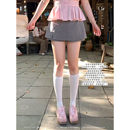 安妮不火 西装料侧边开叉显腿长A字半裙女微胖大码漫画少女小短裙