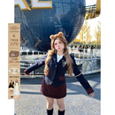 收腰显瘦四件套装 安妮不火英伦学院风夹棉呢料西装 套组女微胖大码