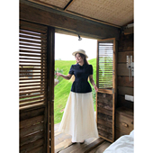 安妮不火织物诗学温柔系棉质绣花半身裙女微胖大码 收腰显瘦中长裙