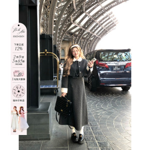 气质小香两件套 女微胖大码 安妮不火 烫钻呢料夹棉外套连衣裙套装