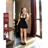 学院风娃娃领连衣裙女2024夏季 新款 微胖大码 安妮不火 短袖 小裙子