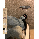 重工烫钻牛仔裤 安妮不火梵高星月遮胯显腿长阔腿牛仔裤 女微胖大码