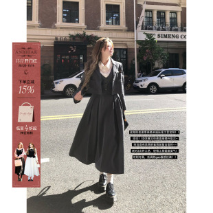 复古学院风西装 气质套装 两件套女2025秋季 微胖大码 新款 安妮不火