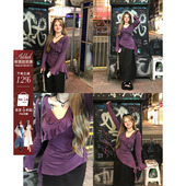 安妮不火 上衣 微胖大码 纯欲风荷叶边V领显瘦针织衫 女2025早秋新款