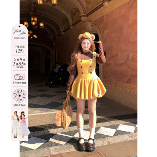 安妮不火 双排扣波点裙子 假两件高弹针织拼呢子花苞裙女微胖大码