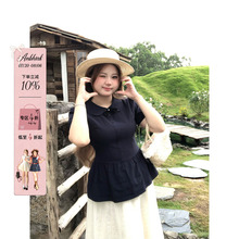 安妮不火 告白手信学院派冰感娃娃领衬衫女微胖大码收腰短袖上衣