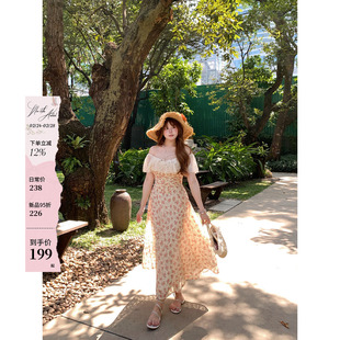 安妮不火 2/24 20点【泰兰德少女】蕾丝花边领鱼骨收腰碎花连衣裙