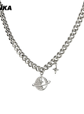 杨博文胡春杨同款项链嘻哈镶钻吊坠 GUUKA潮牌星球四芒星古巴链子