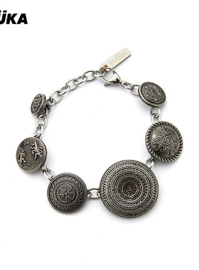 GUUKA潮牌原创复古朋克手链女春秋新款 学生不锈钢合金手饰女嘻哈