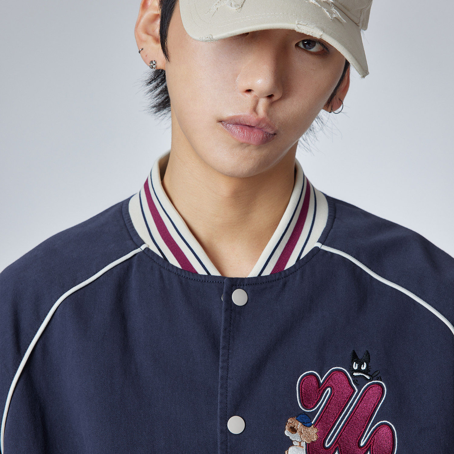 GUUKA美式情侣外套插肩袖水洗夹克 潮牌小狗刺绣春季新款棒球服男,男装,棒球夹克,淘宝优惠券,粉丝福利购,淘宝优惠卷