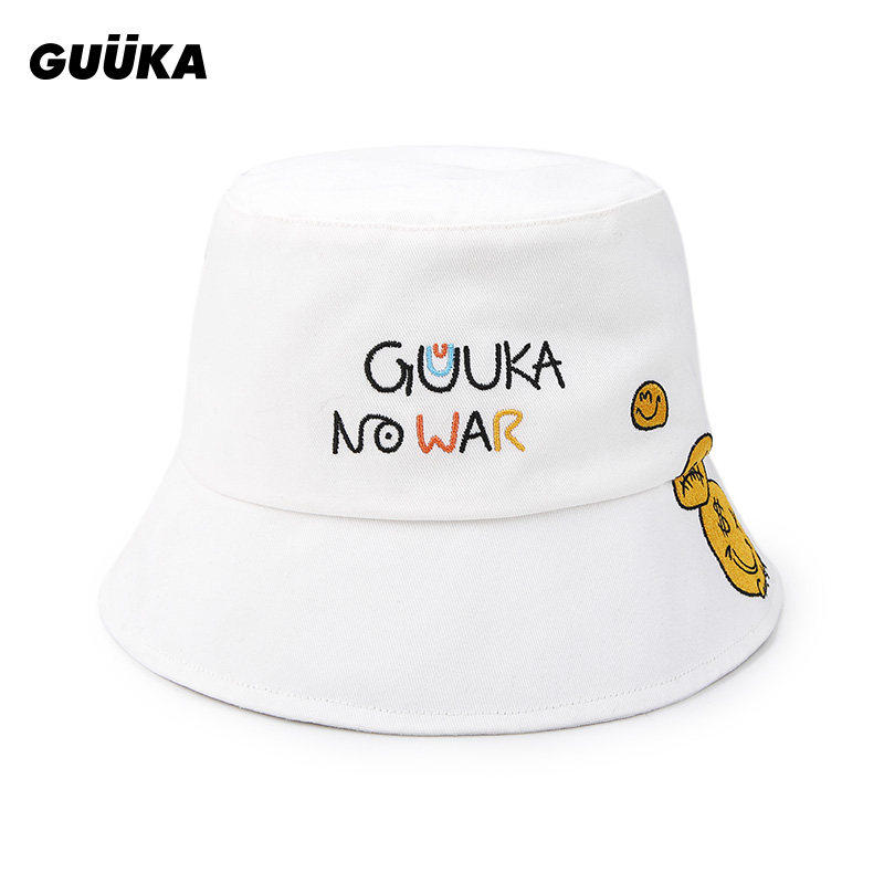 GUUKA潮牌笑脸刺绣防晒渔夫帽图片