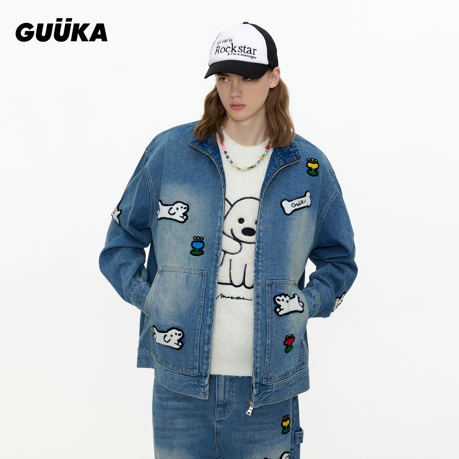 matsui联名刺绣美式牛仔外套宽松