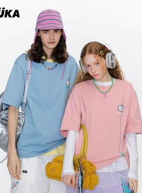 周深同款GUUKA潮牌半袖字母印花上衣matsui联名小狗重磅t恤短袖男