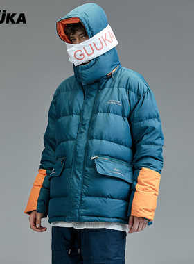 GUUKA绿色加厚短款嘻哈羽绒服男