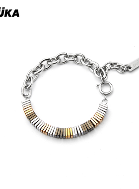 GUUKA潮牌不锈钢手链女高颜值学生党嘻哈三色可转动方块O字链手饰