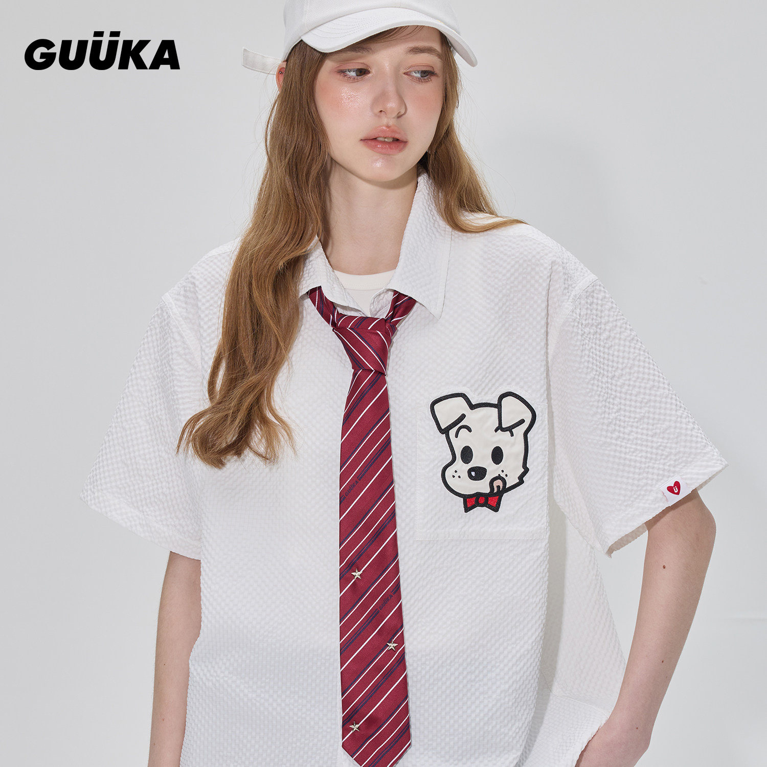 弭金夏之光同款GUUKA学院风jk制服星星撞钉手打领带 红色条纹领带