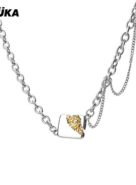 GUUKA潮牌不锈钢项链2025新款男女同款百搭轻奢小众锆石吊坠O字链