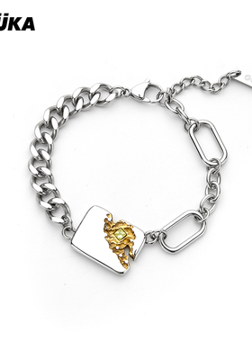 GUUKA潮牌不锈钢手链女2025年新款 情侣时尚简约古巴链轻奢小众