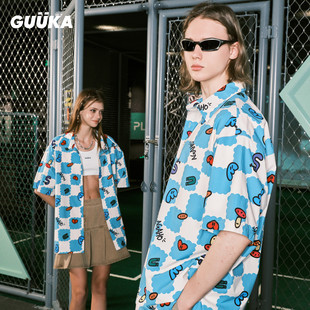 敖子逸王博文同款GUUKA夏威夷短袖衬衫Agaho联名沙滩度假衬衣宽松
