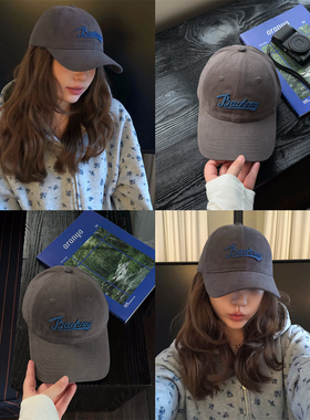 丁走走韩版宽帽檐显脸小刺绣棒球帽子女大头围软顶遮阳鸭舌帽男潮