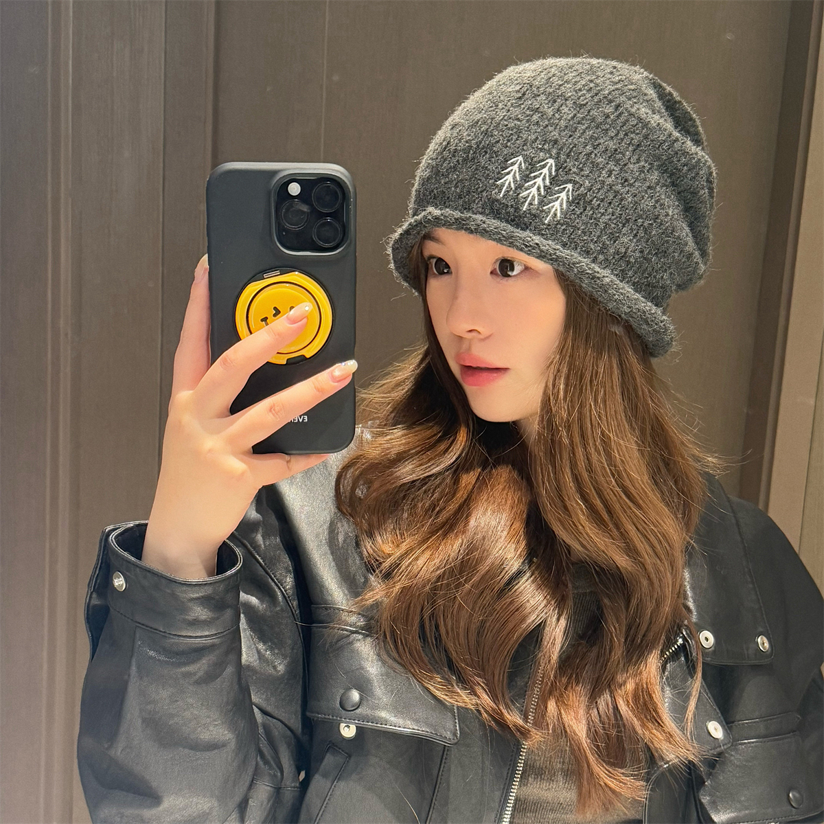 时尚百搭宽松大头围显脸小针织帽