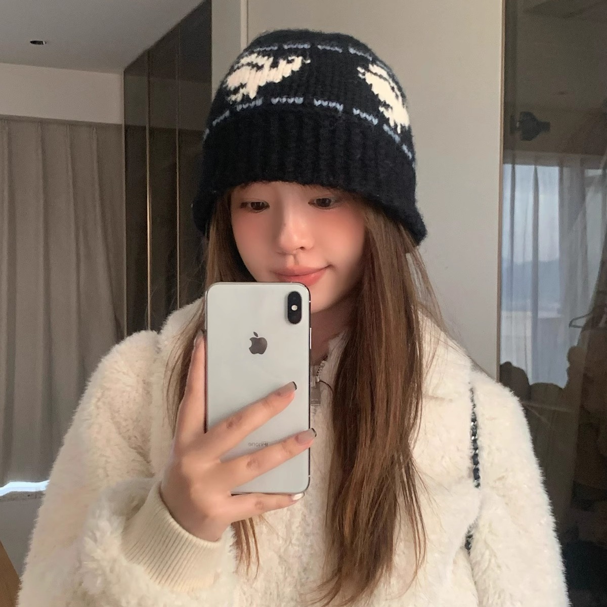 丁走走韩版复古显脸小针织帽加厚