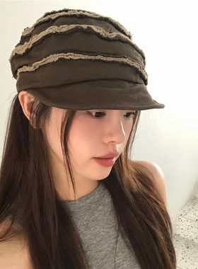 日系艺术家~褶皱做旧棉麻报童帽