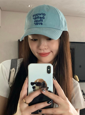 丁走走韩版刺绣显白宽檐棒球帽子女百搭显脸小大头围软顶鸭舌帽男