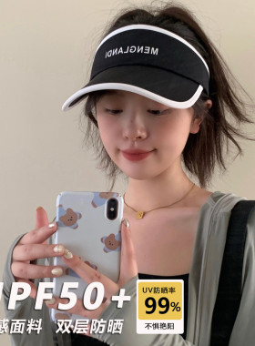2026新款防晒帽子女夏季户外骑行遮阳帽显脸小防紫外线鸭舌空顶帽