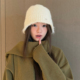 丁走走韩系ins大头围针织盆帽秋冬保暖护耳显脸小百搭毛线帽子女