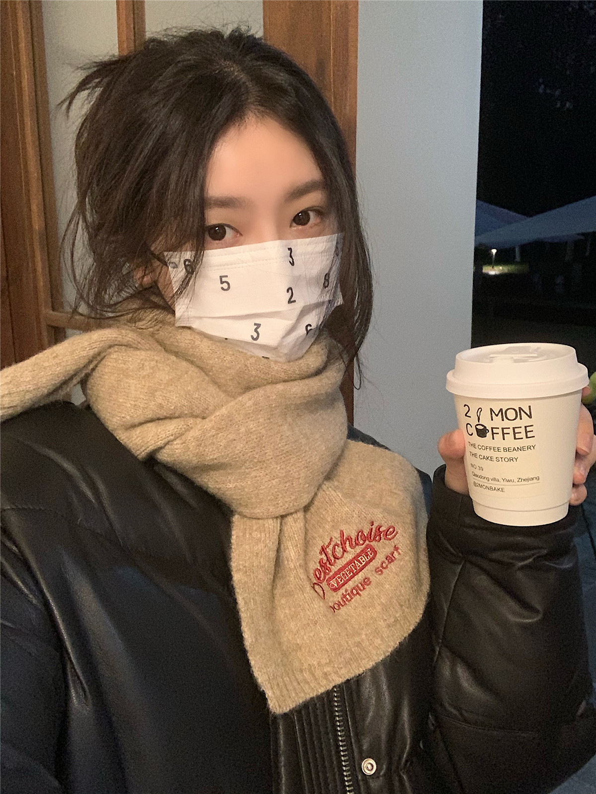 丁走走美式休闲风刺绣情侣款围巾