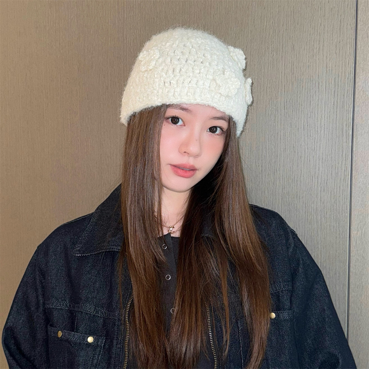 丁走走韩系纯手工花朵针织帽子女秋冬保暖护耳显脸小包头毛线冷帽,服饰配件/皮带/帽子/围巾,帽子,淘宝优惠券,粉丝福利购,淘宝优惠卷