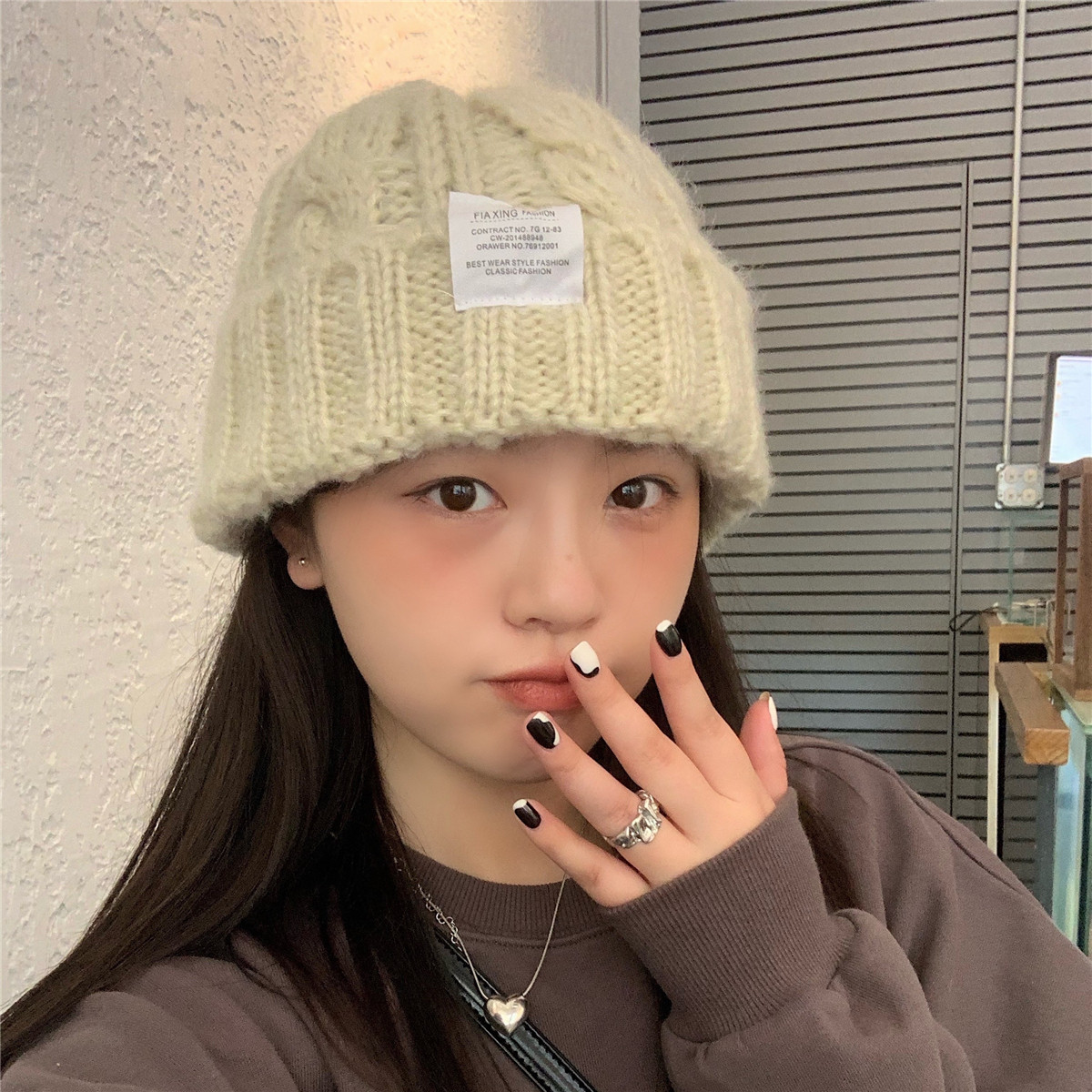 丁走走糖果色麻花毛线帽子女ins潮秋冬复古百搭保暖护耳包头冷帽
