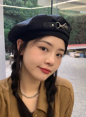 可盐可甜金属扣机能风ins黑色女