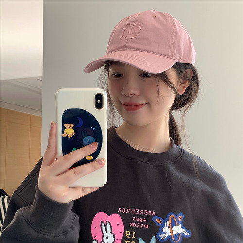 丁走走干枯玫瑰粉色韩系棒球帽女