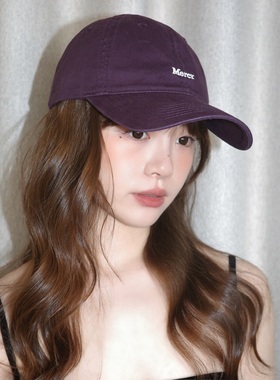 丁走走韩系简约刺绣显白紫色棒球帽子女显脸小百搭休闲防晒鸭舌帽