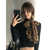 披肩潮 辣妹复古豹纹丝巾女时髦亲肤围巾长款 古早氛围感 方圆同款