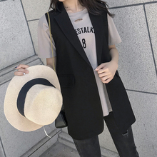 西服马甲女外套韩版 坎肩大码 中长小个子无袖 春秋马夹网红背心外穿