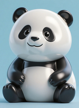 玻璃钢卡通熊猫雕塑定制摆件