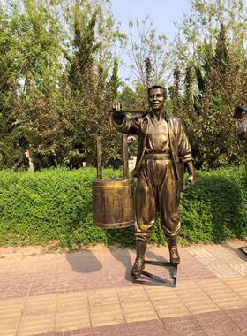 玻璃钢雕塑仿铸铜民俗农耕户外人物学校园林景观水泥雕塑摆件定制