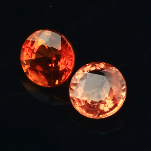 NGTC国检1.29ct正圆钻形浓粉橙天然蓝宝石戒面裸石耳坠吊坠面一对