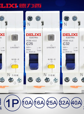 德力西断路器HDBE-40LE 相线+中性线双进双出总开带漏电保护断路