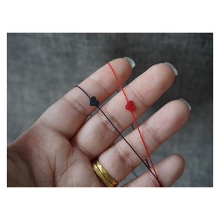 定制手工精编0.4mm超极细爱心手绳脚链本命年红绳0.1圆蜡爱久久